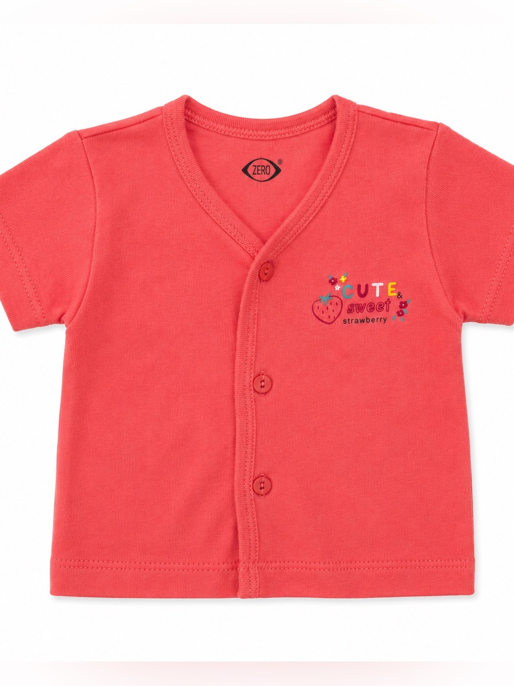 Zero Coral Pink Short Sleeve Baby Tee - Cute Sweet Strawberry